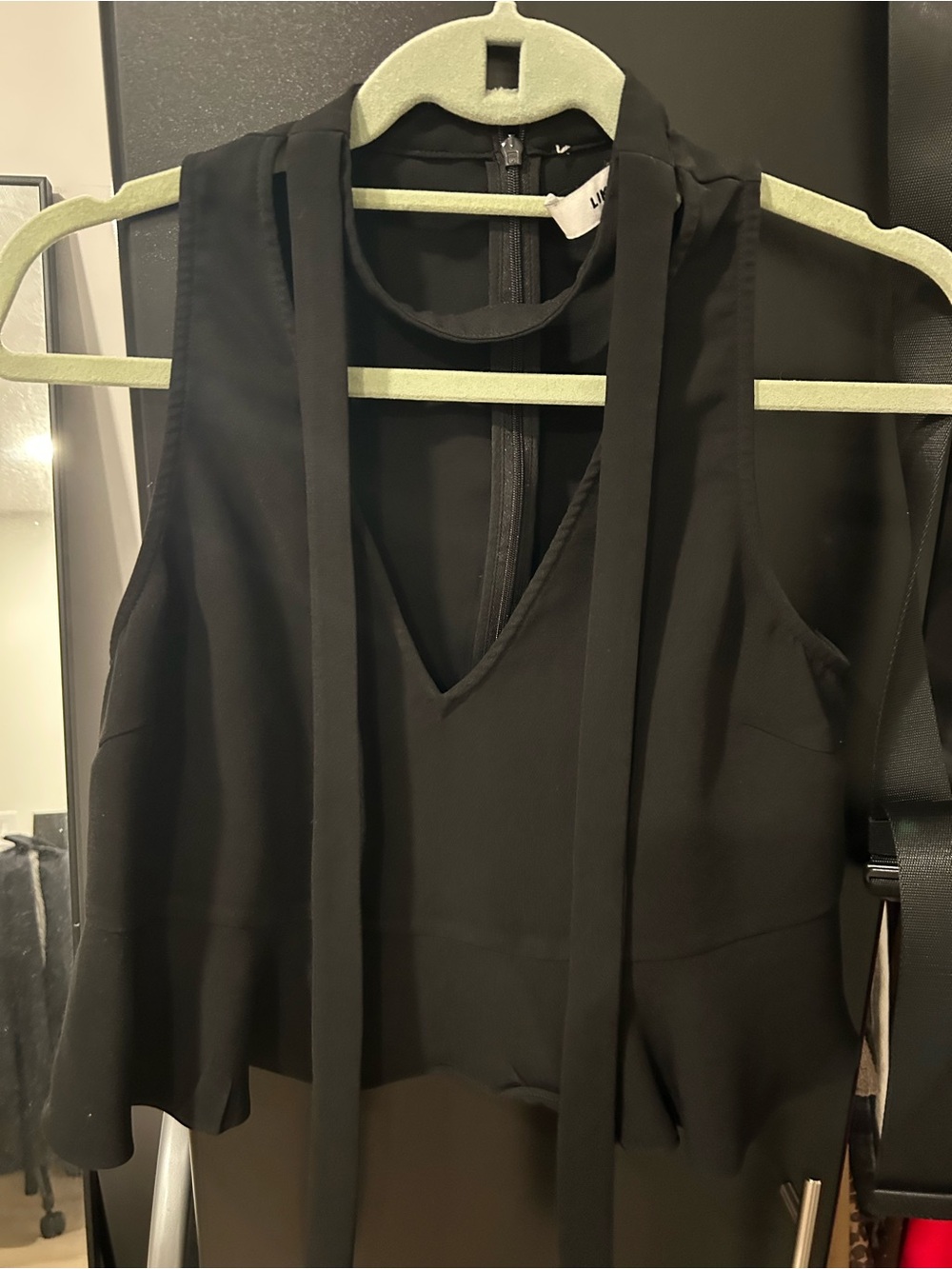 Likely Black Sleeveless V-Neck Tie-Front Top